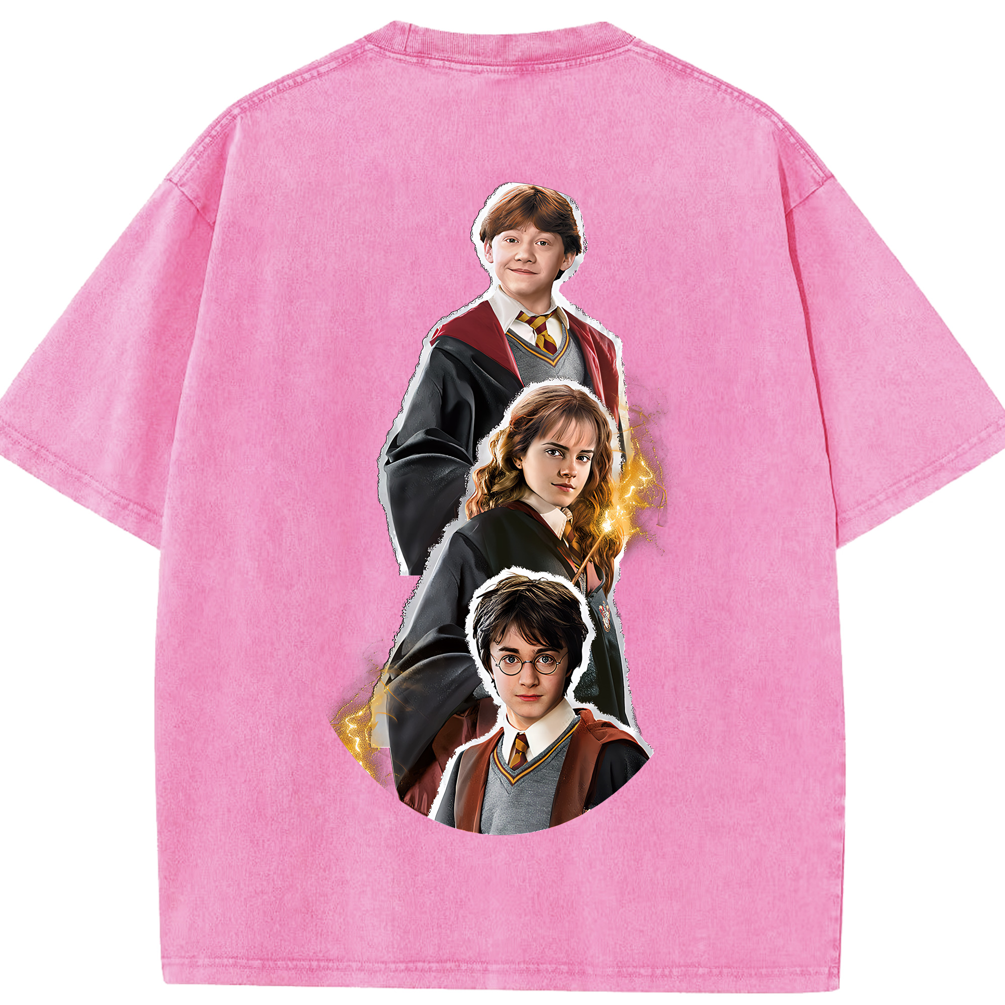 （画像用） Harry Potter ハリー・ポッターシリーズ 綿100% ヴィンテージ風 半袖Tシャツ（背面プリント）